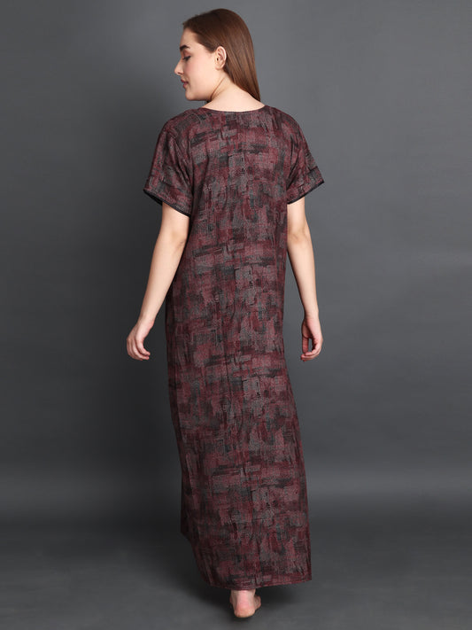 Women's Alpine Multi Colour Abstract Print Maxi Nightgown…