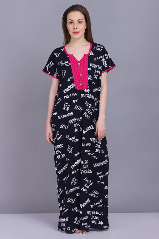 Camisón de algodón para mujer con estampado tipográfico Sinker para todas las estaciones