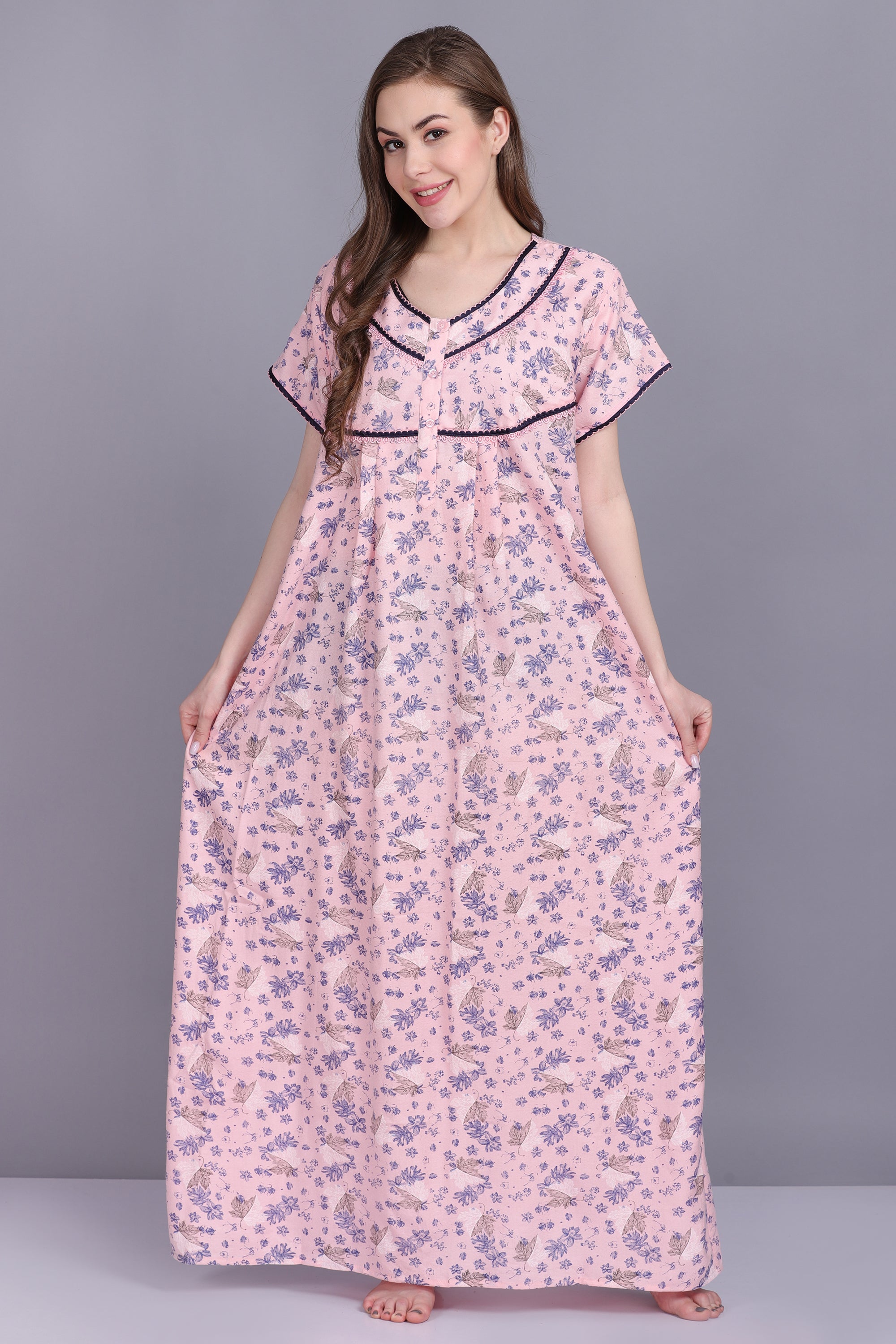 Brown Circles Hand-Dyed Batik Cotton Night Gown – thekaftanshop.com