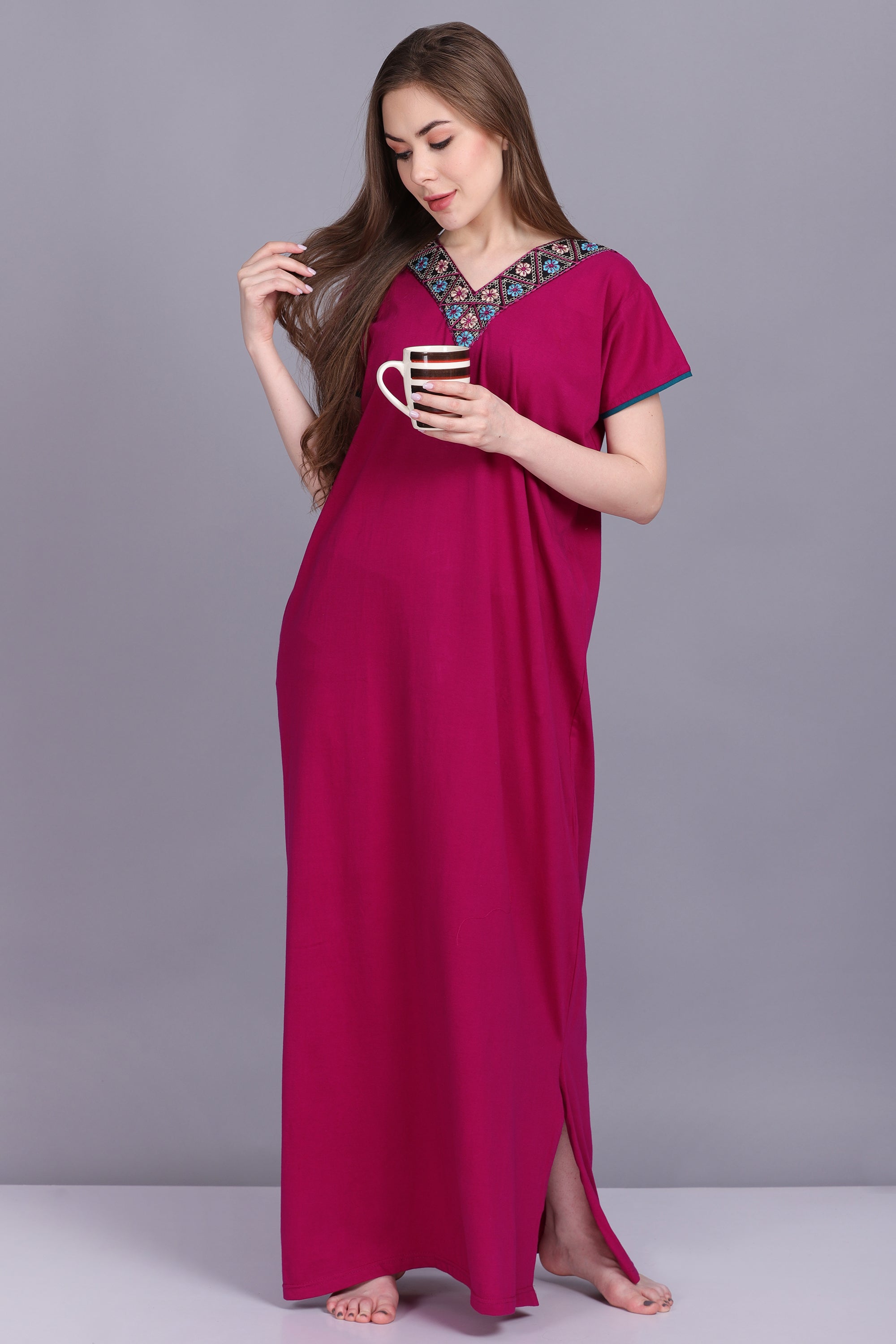 Pink Hosiery Printed Night Gown, Half Sleeve at Rs 170/piece in Meerut |  ID: 2851269700733