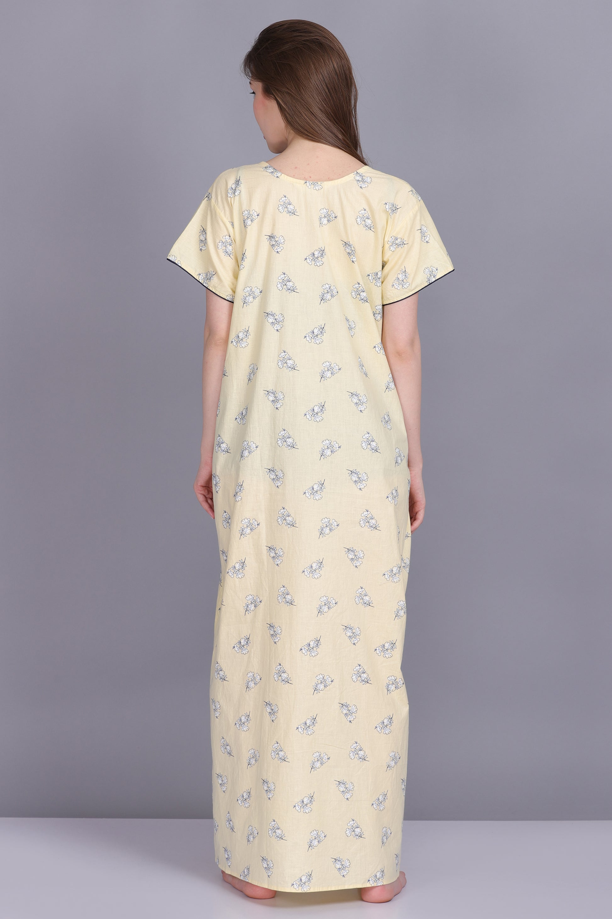 Smarty Pants women's cotton peach color floral print maxi night dress.